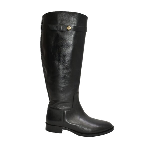 New! Tory Burch Everly Strap Riding Boots Black Leather Sz 8 W DD456A SN 139174 - Picture 1 of 6